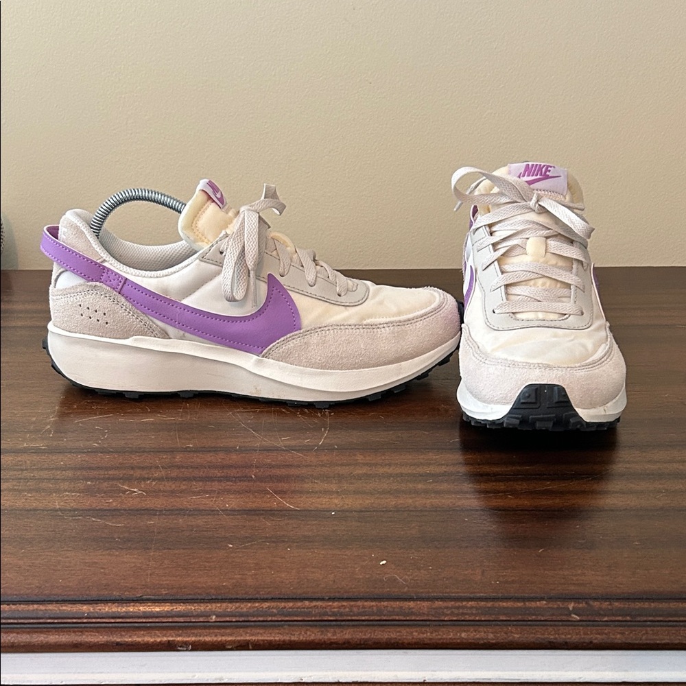 Nike Waffle Debut Women's Beige and Purple Sneakers